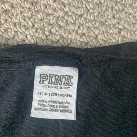 PINK Victoria's Secret Womens T Shirt Size XS Black/Gold Sequins Short Sleeves - Picture 8 of 10